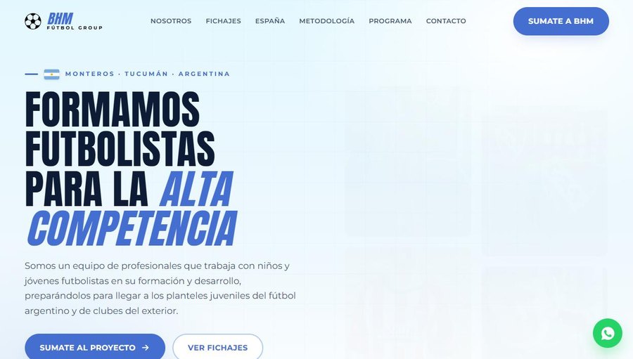 BHM Fútbol Group — football academy website built by Ground Agents