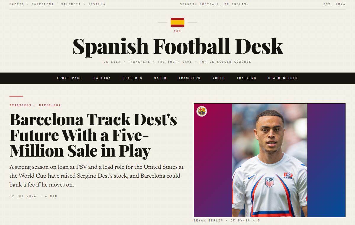 The Spanish Football Desk — Spanish football news in English for US coaches